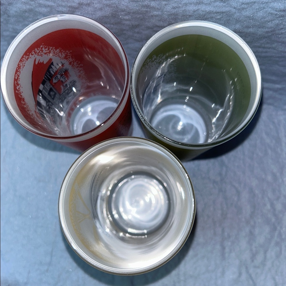 1962 Seattle World's Fair Frosted Glass Set of 3 Tumblers Red Green Yellow - Picture 9 of 15